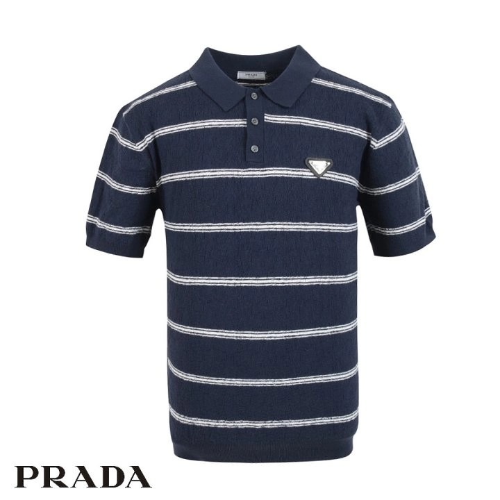 프라다 단가라 부클 카라 반팔 니트