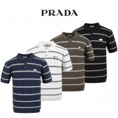 프라다 단가라 부클 카라 반팔 니트