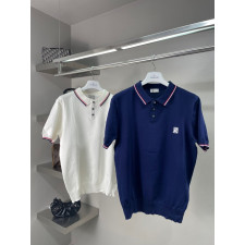 몽클레어 패치 반팔 카라 니트