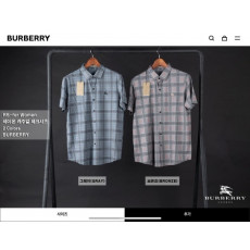 버버리 레이온 캐주얼 체크 반팔 셔츠