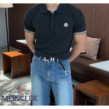 몽클레어 첼르 머슬핏 카라 반팔 니트