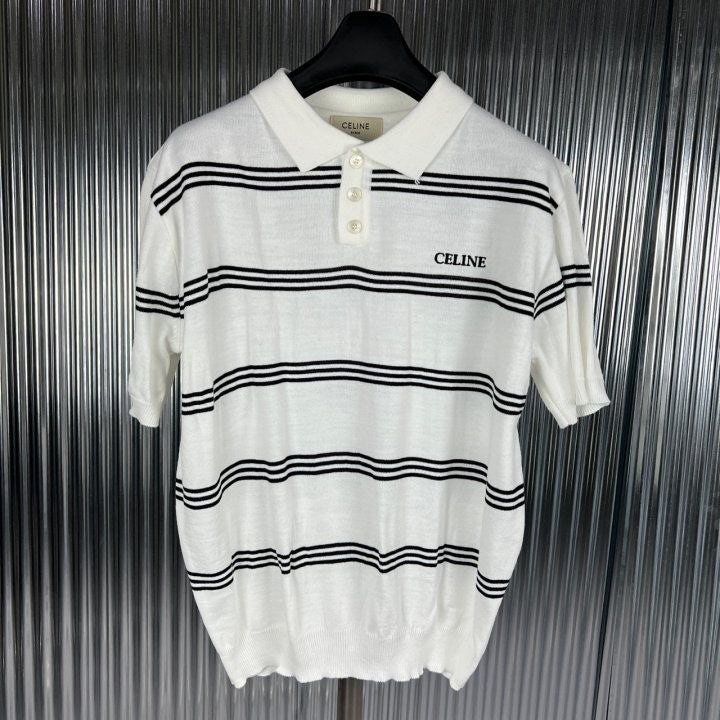 셀린느 3포인트 카라 반팔 니트