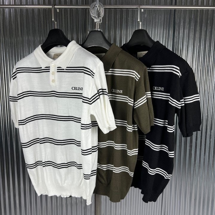 셀린느 3포인트 카라 반팔 니트