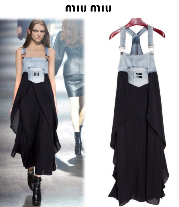 미우미우 여성 드레스 멜빵 원피스