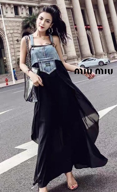 미우미우 여성 드레스 멜빵 원피스