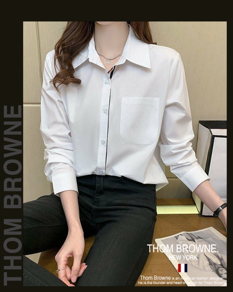 톰브라운 여성 9087 삼선 단추 라인 남방 셔츠