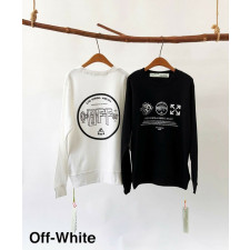 오프화이트 모던 로고 레더 맨투맨