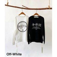 오프화이트 모던 로고 레더 맨투맨