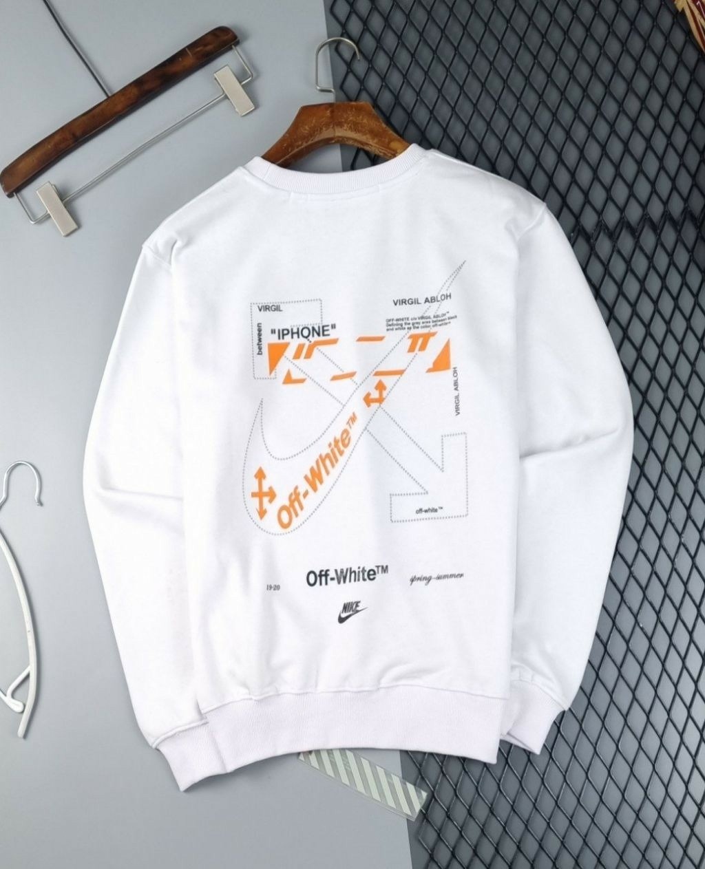 나이키 X 오프화이트 콜라보 사각 오렌지 페인팅 맨투맨