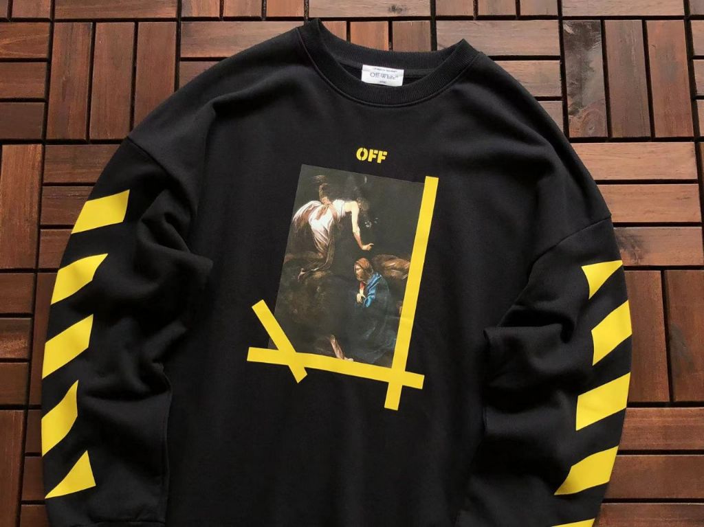 오프화이트 옐로우 카라바죠 다니엘 맨투맨