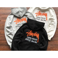 스투시 오렌지 배색 후드티