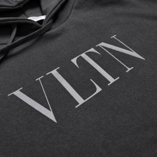 발렌티노 블랙 로고 후드티