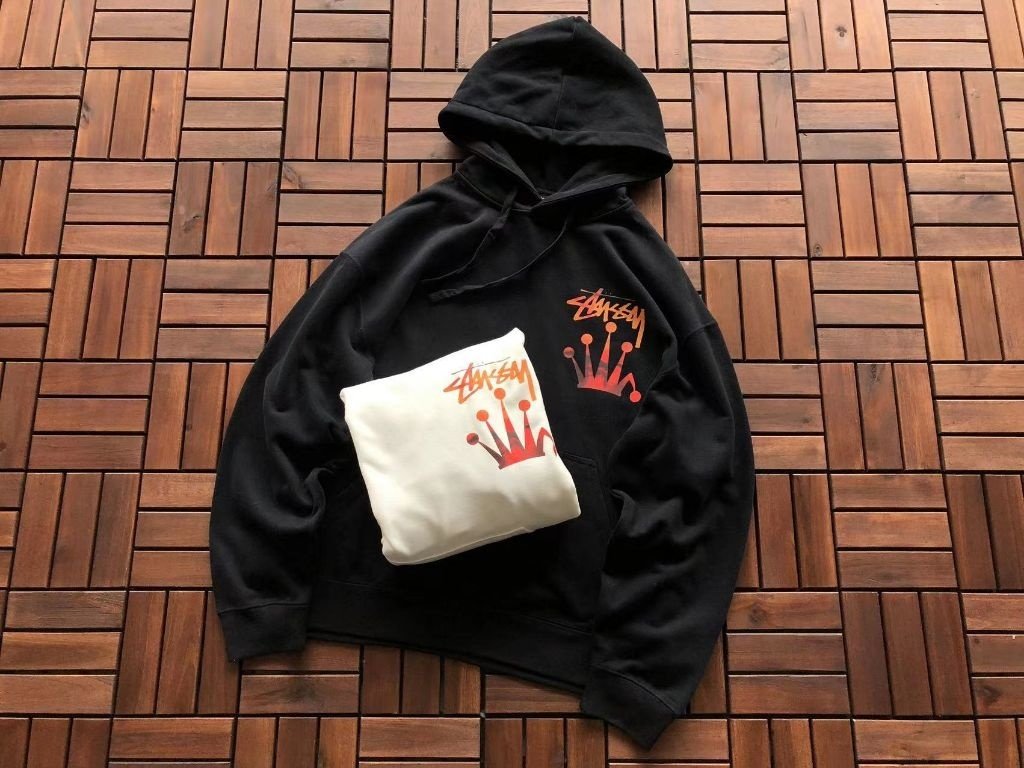 스투시 레드 왕관 후드티