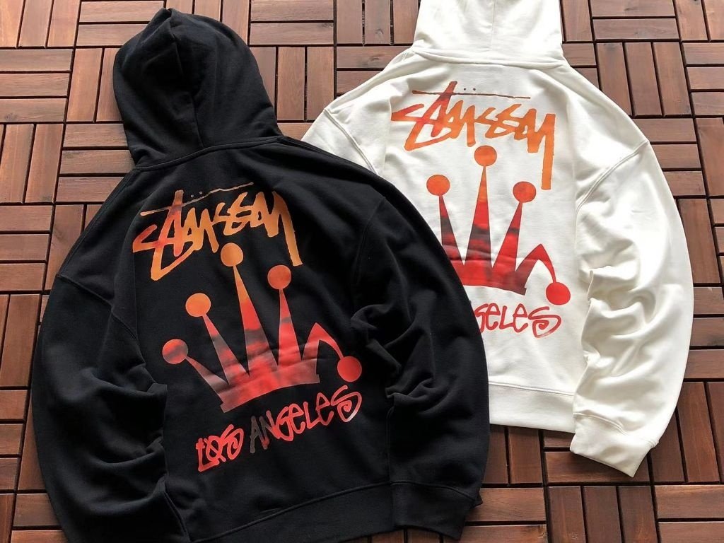 스투시 레드 왕관 후드티