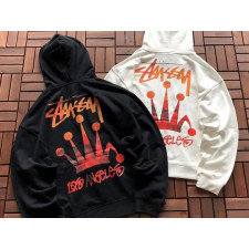 스투시 레드 왕관 후드티