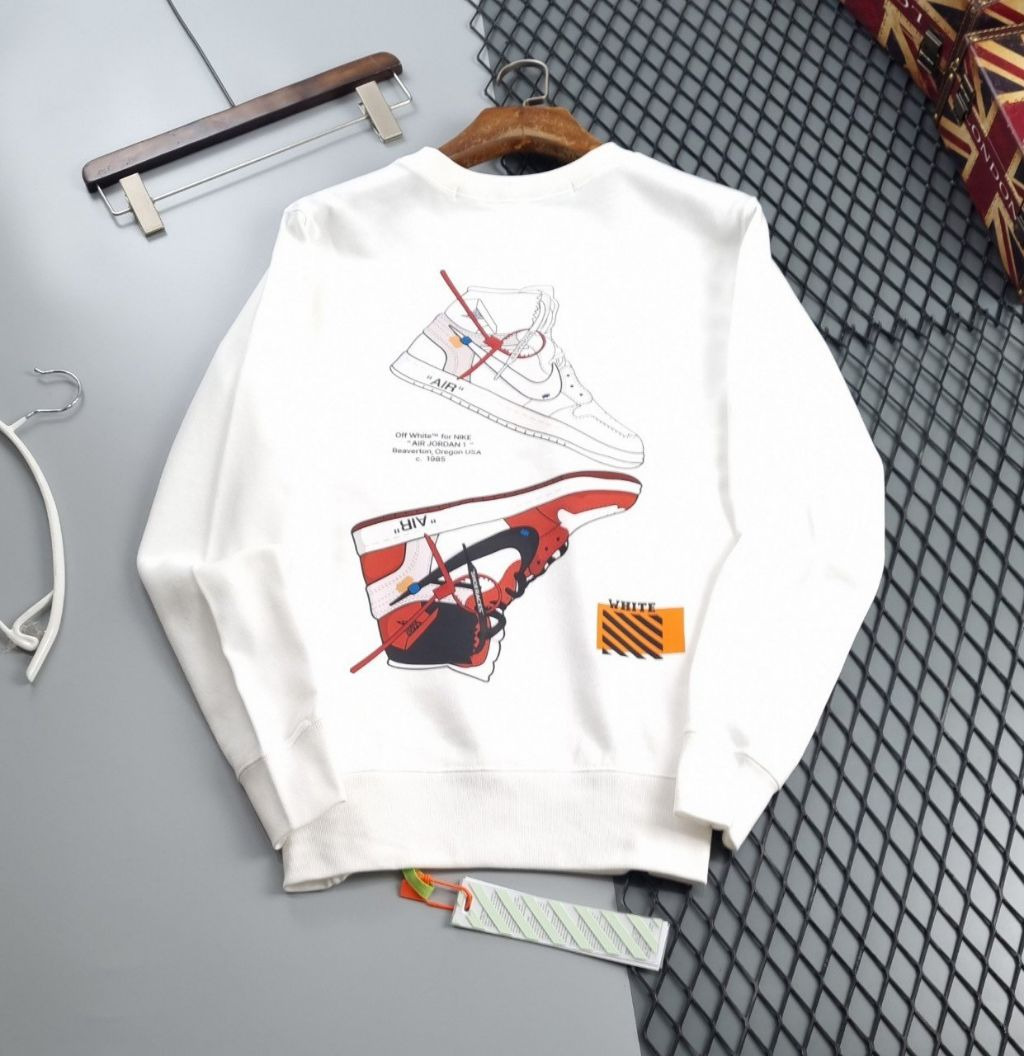 나이키 X 오프화이트 콜라보 레드 조던 프린팅 맨투맨