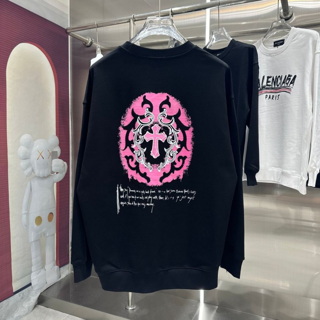 크롬하츠 핑크 로고 맨투맨