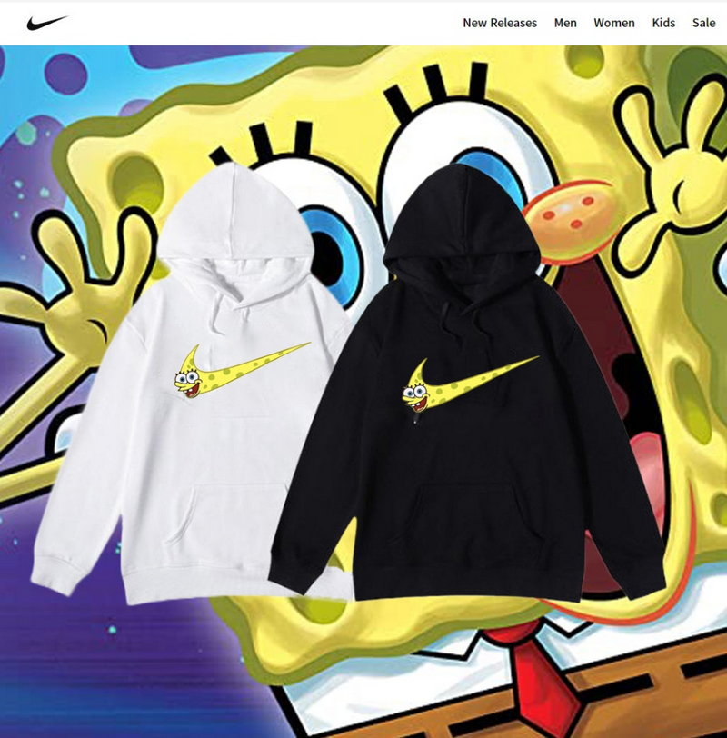 나이키 스폰지밥 옐로우 로고 후드티