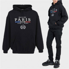 발렌시아가 삼색 라인 파리스 로고 나염 후드티