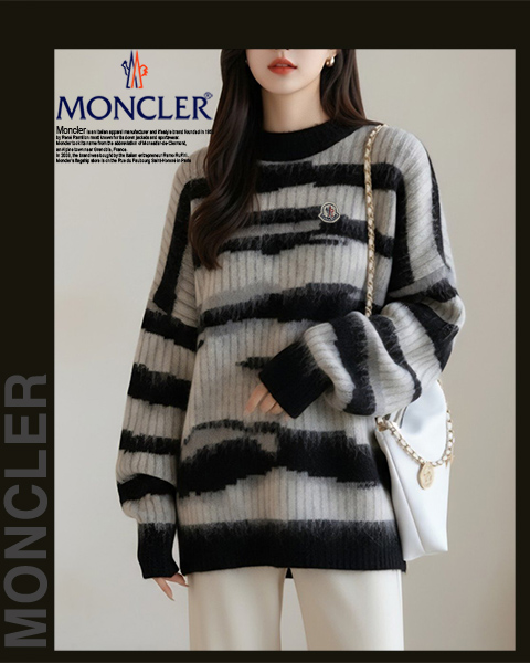 몽클레어 여성 7096 지브라 오버핏 짜임 니트