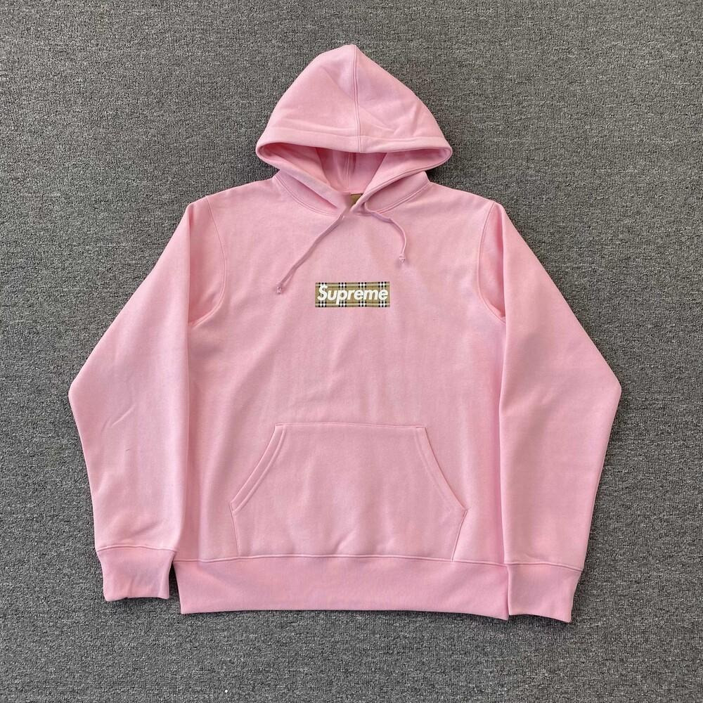 버버리 X 슈프림 콜라보 박스 로고 후드티