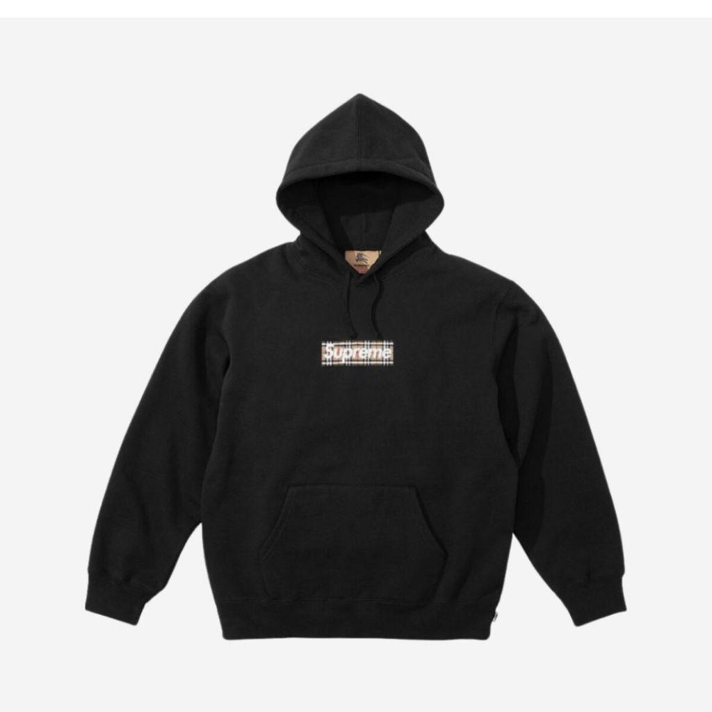 버버리 X 슈프림 콜라보 박스 로고 후드티