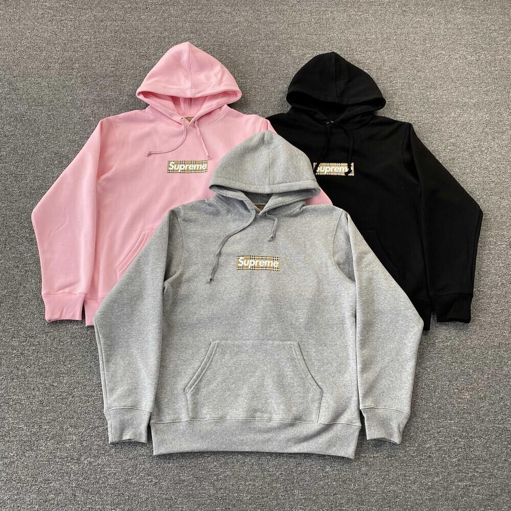 버버리 X 슈프림 콜라보 박스 로고 후드티