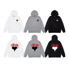 스투시 레드 하트 후드티