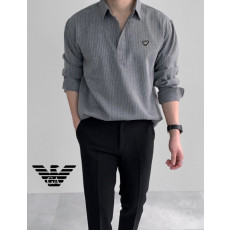 알마니 오픈 카라 스트라이프 셔츠