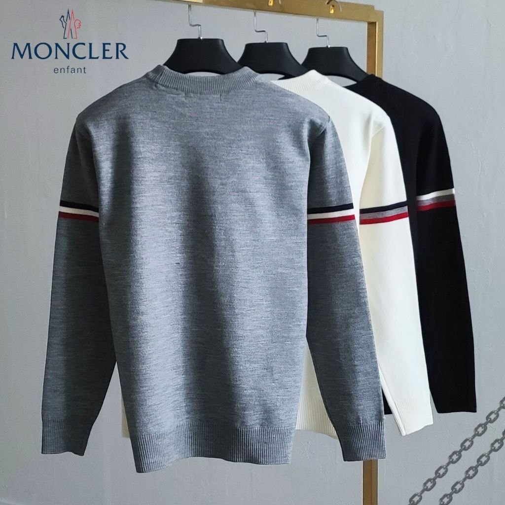 몽클레어 더블 암 밴드 로고 니트