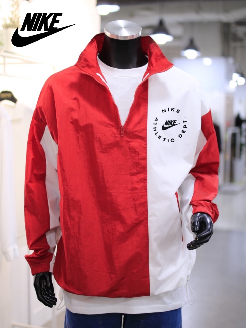 나이키 아노락 글로시 배색 포인트 반집업