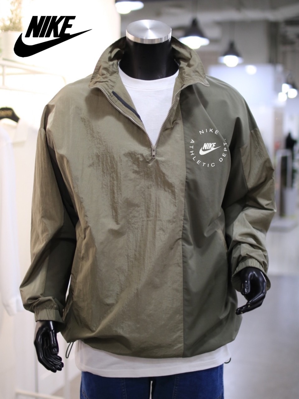 나이키 아노락 글로시 배색 포인트 반집업