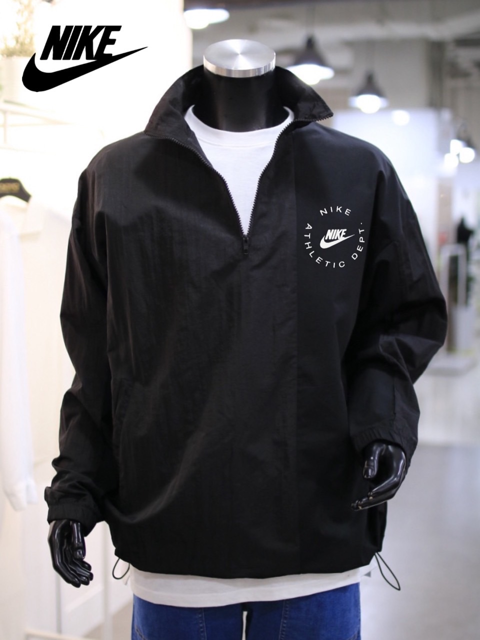 나이키 아노락 글로시 배색 포인트 반집업