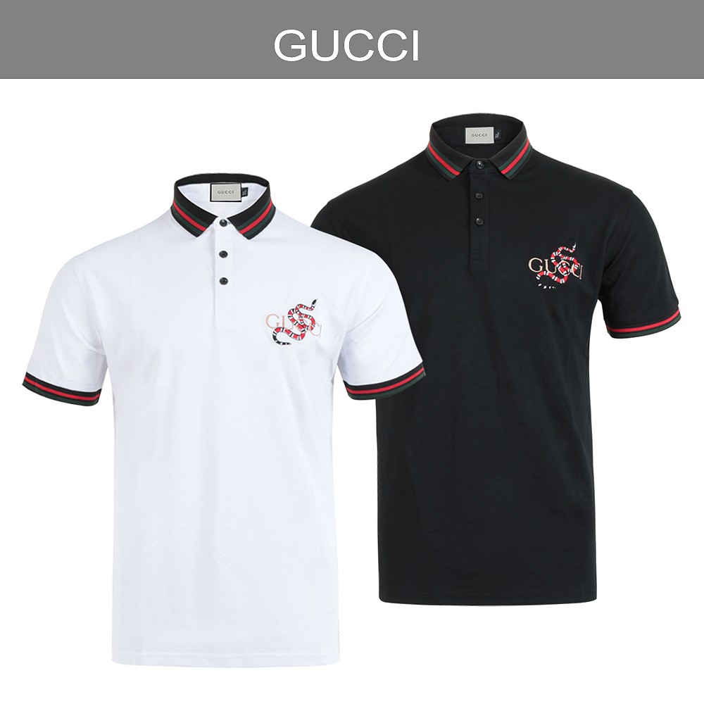 구찌 스네이크 자수 웹 PK 반팔 카라티