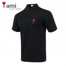 아미 스몰 레드 하트 PK 반팔 카라티
