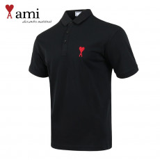 아미 스몰 레드 하트 PK 반팔 카라티