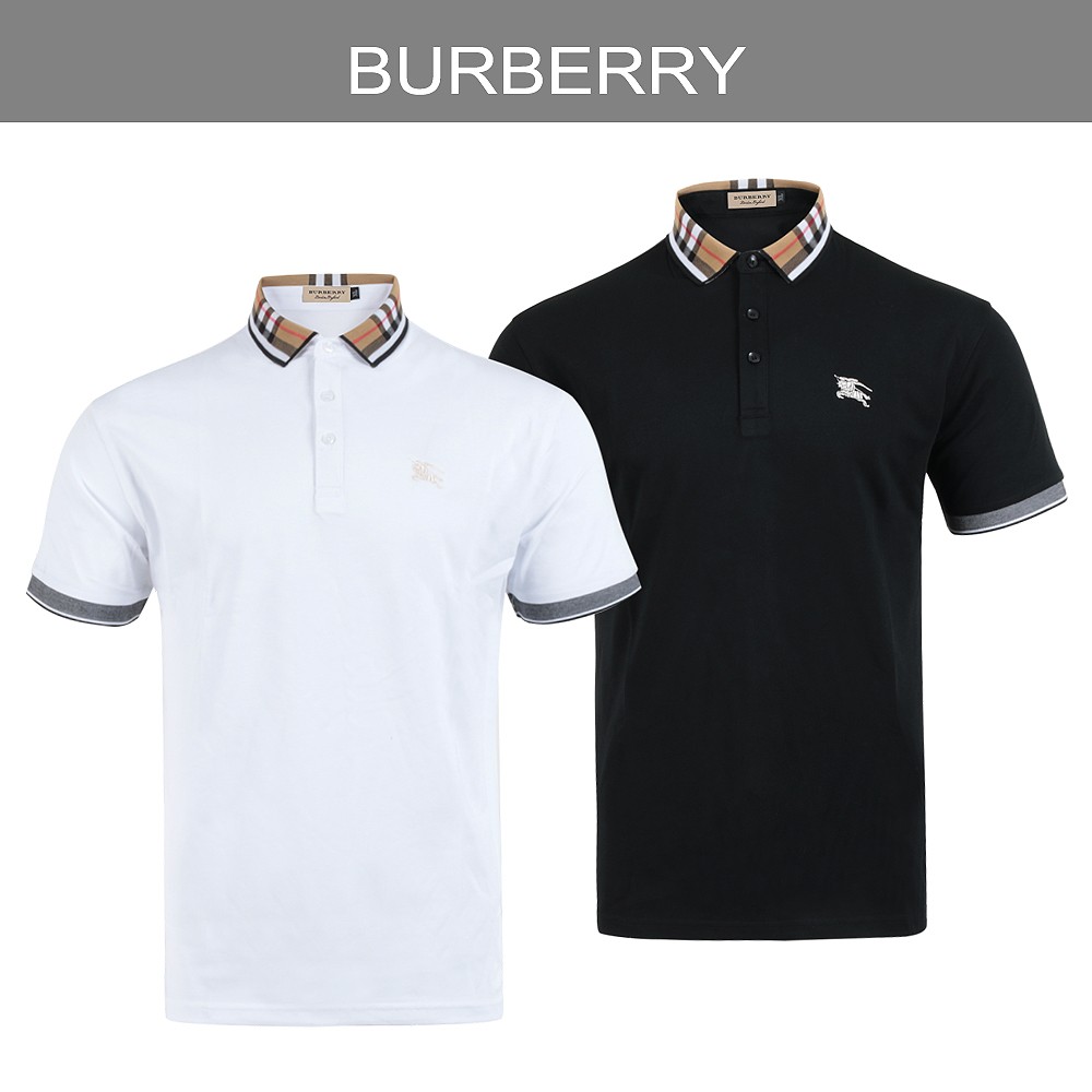 버버리 체크 카라 기마 자수 PK 반팔 카라티