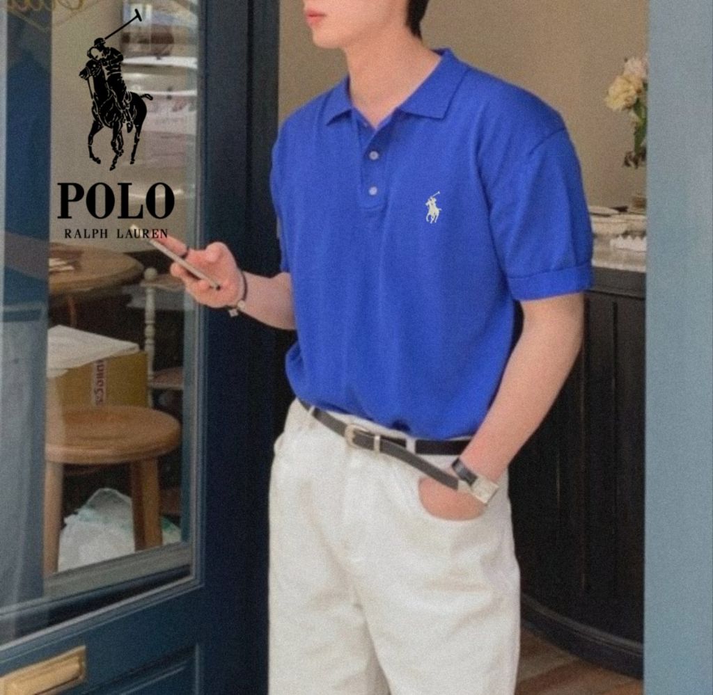 폴로 데이 3버튼 반팔 카라 니트