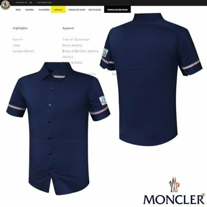 몽클레어 감마블루 카라 삼선 반팔 셔츠