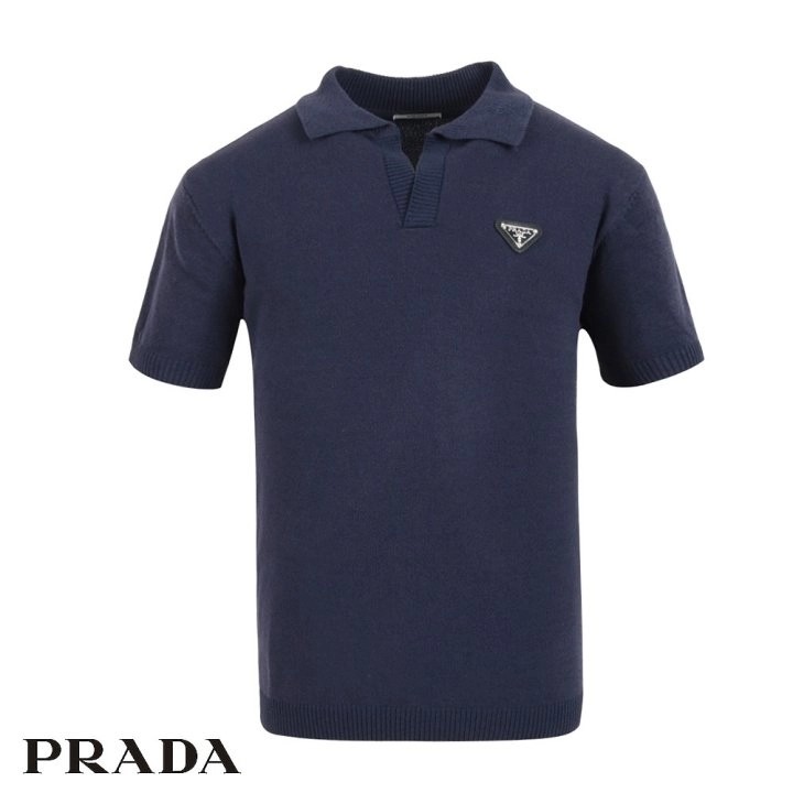 프라다 베이직 브이 카라 반팔 니트