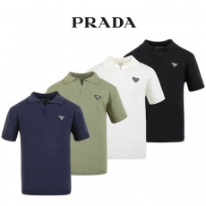 프라다 베이직 브이 카라 반팔 니트