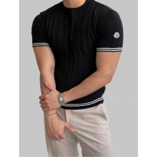 몽클레어 트리콧 하프 반팔 니트