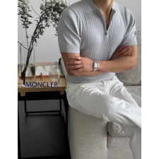 몽클레어 머슬 골지 반집업 반팔 니트