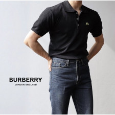 버버리 기사 자수 모티프 카라 반팔 니트