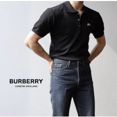 버버리 기사 자수 모티프 카라 반팔 니트