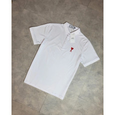 아미 하트 자수 반팔 카라티