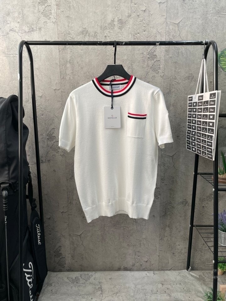 몽클레어 포켓 포인트 라운드 반팔 니트