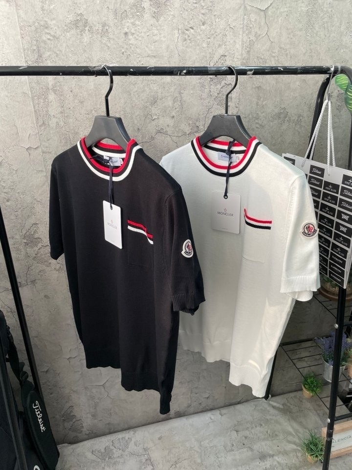 몽클레어 포켓 포인트 라운드 반팔 니트