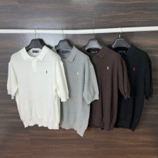 폴로 로우 카라 반팔 니트