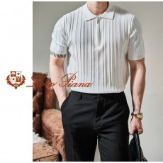 로로피아나 피우마 지퍼 반팔 카라 니트